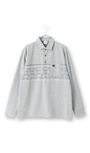 Pique print ribbed collar polo shirt [LOGOS]