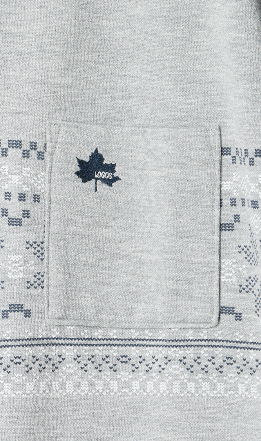 鹿の子プリントリブ襟ポロシャツ【LOGOS】 グレー M