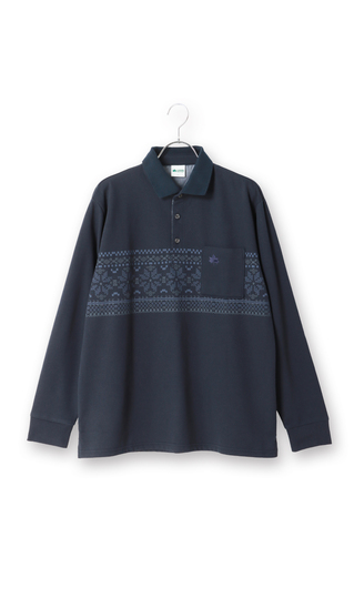 Pique print ribbed collar polo shirt [LOGOS]