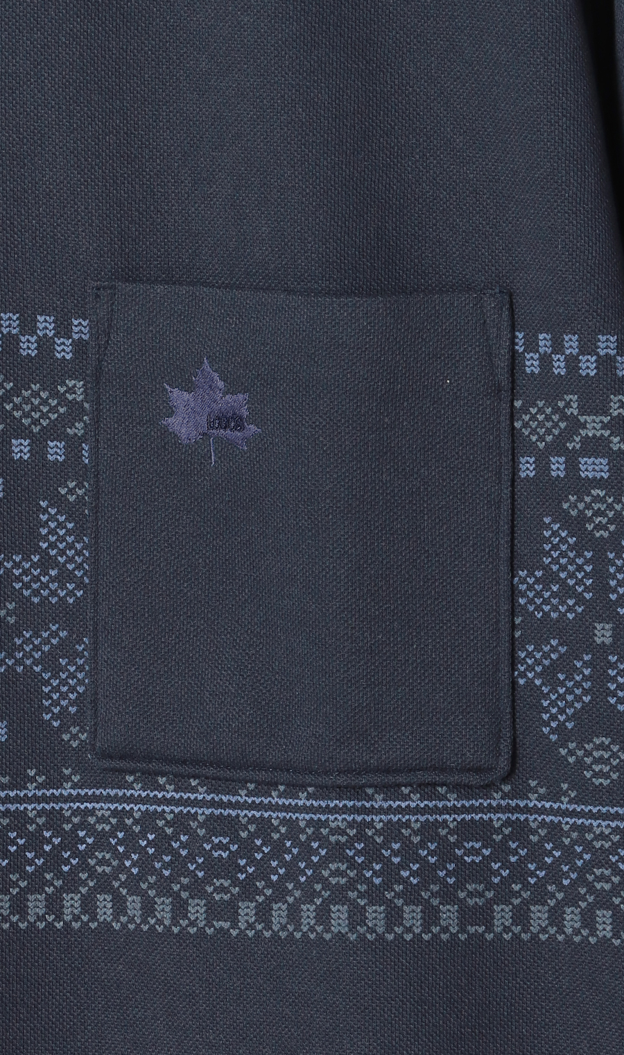 鹿の子プリントリブ襟ポロシャツ【LOGOS】 ネイビー M