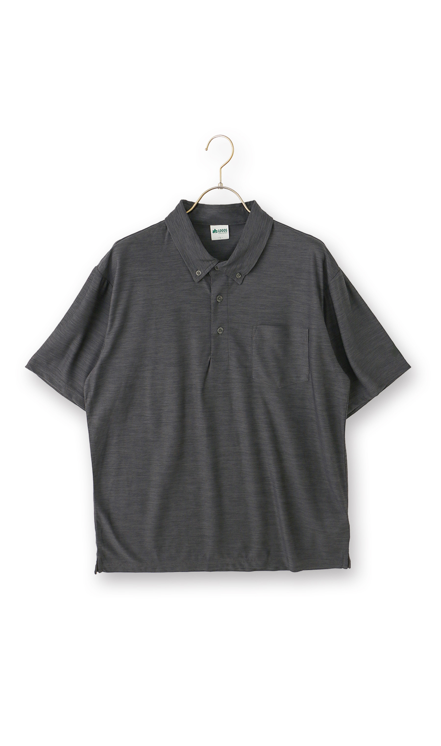 カチオン杢共襟ポロシャツ チャコール M