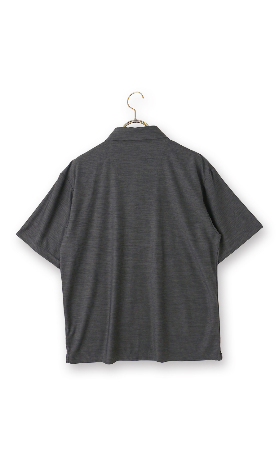 カチオン杢共襟ポロシャツ チャコール M