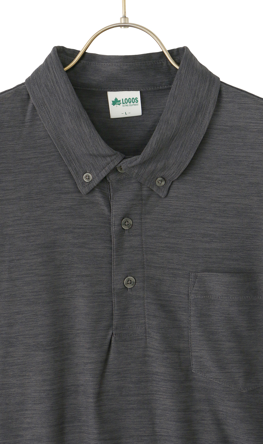 カチオン杢共襟ポロシャツ チャコール M