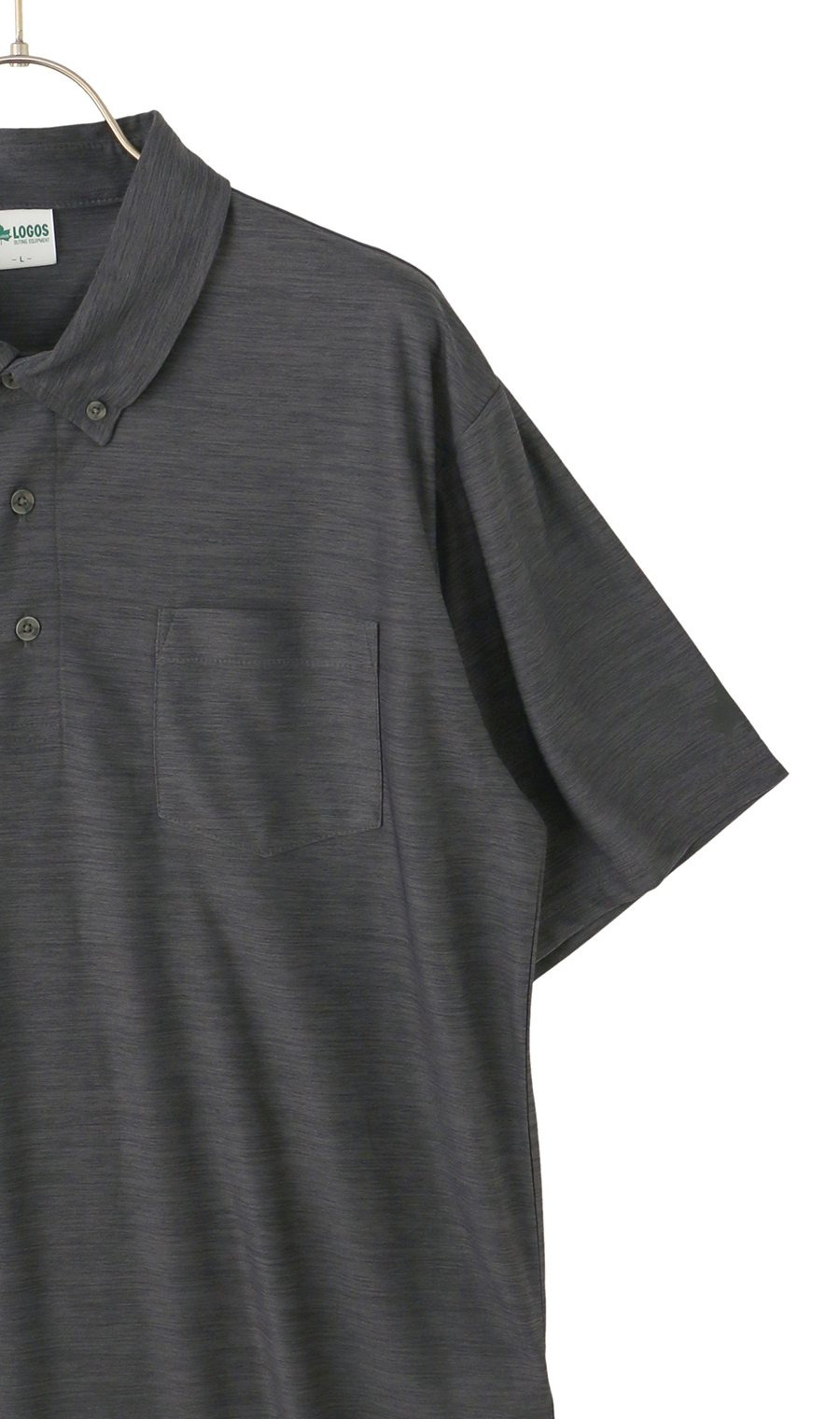 カチオン杢共襟ポロシャツ チャコール M