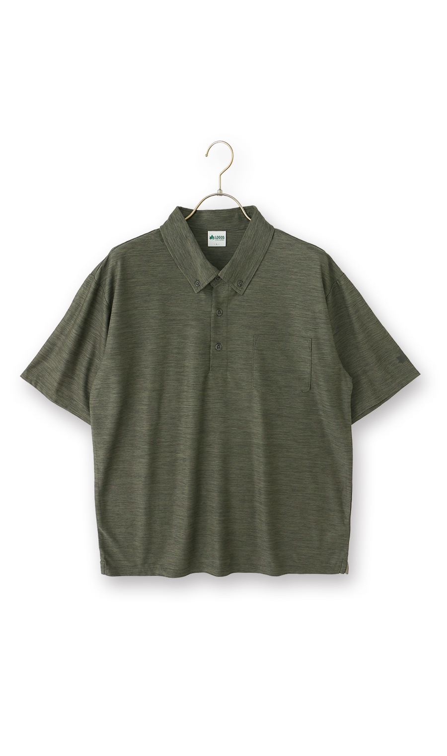 カチオン杢共襟ポロシャツ グリーン M