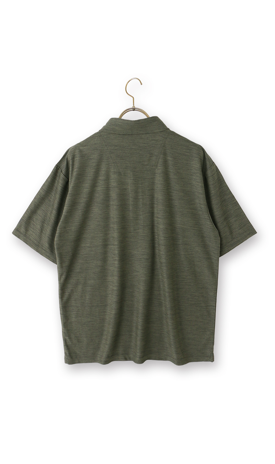 カチオン杢共襟ポロシャツ グリーン M