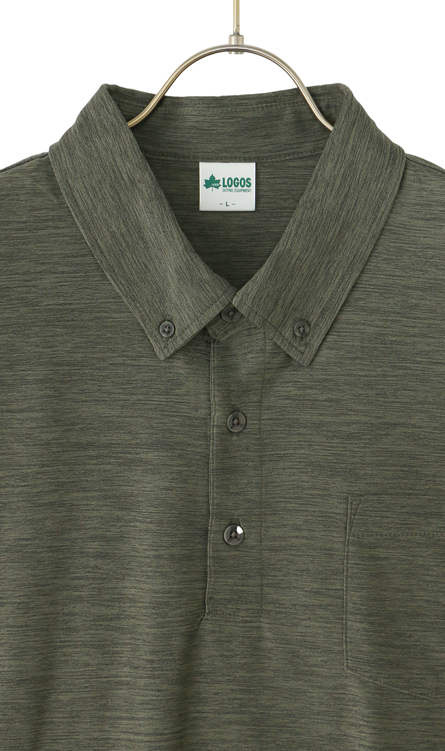 カチオン杢共襟ポロシャツ グリーン M