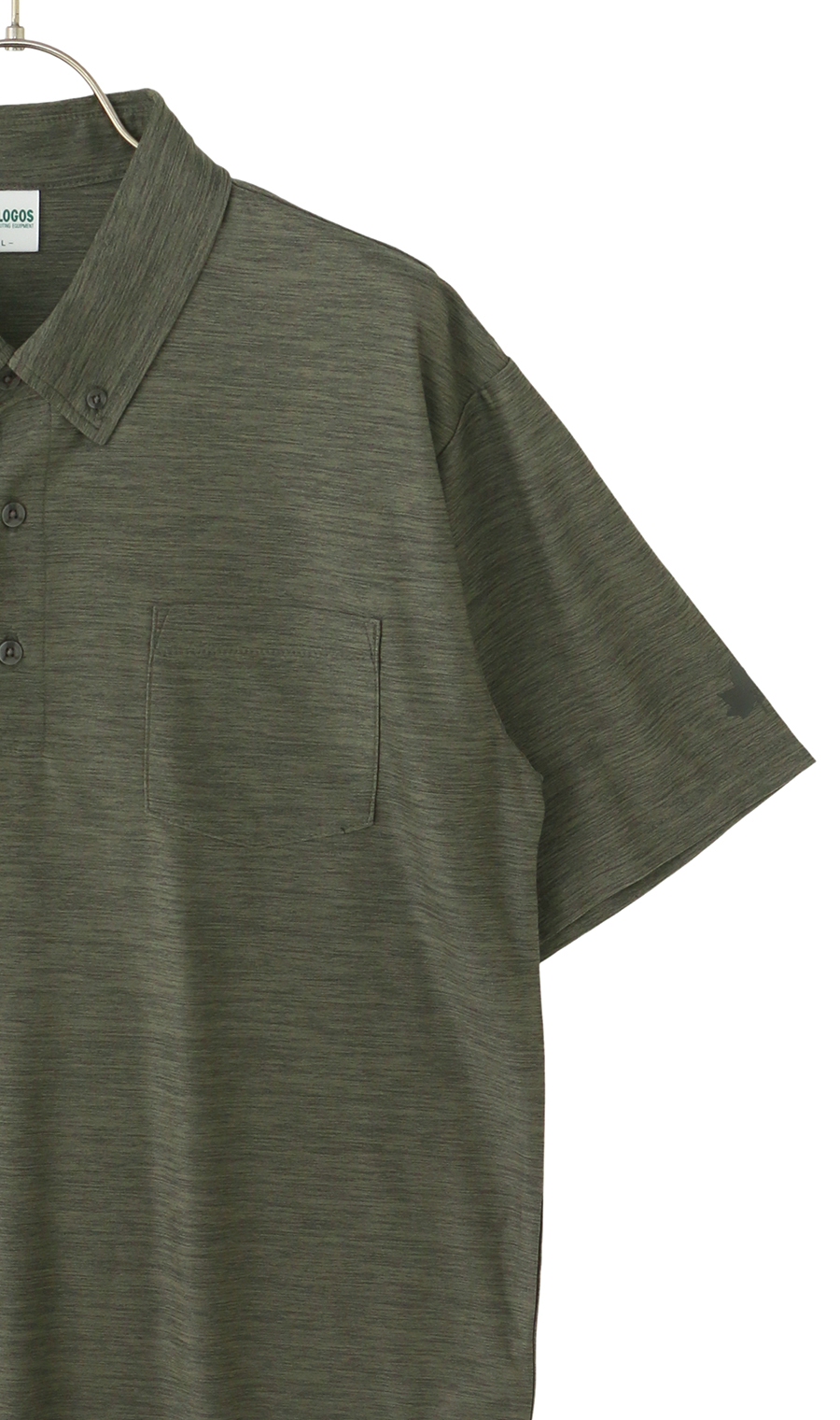 カチオン杢共襟ポロシャツ グリーン M