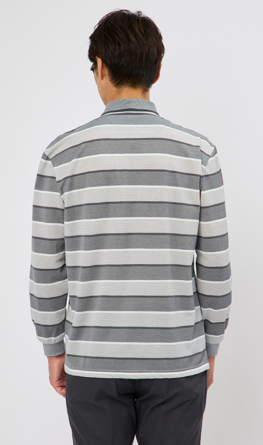 鹿の子ボーダーポロシャツ【REGAL】 グレー M