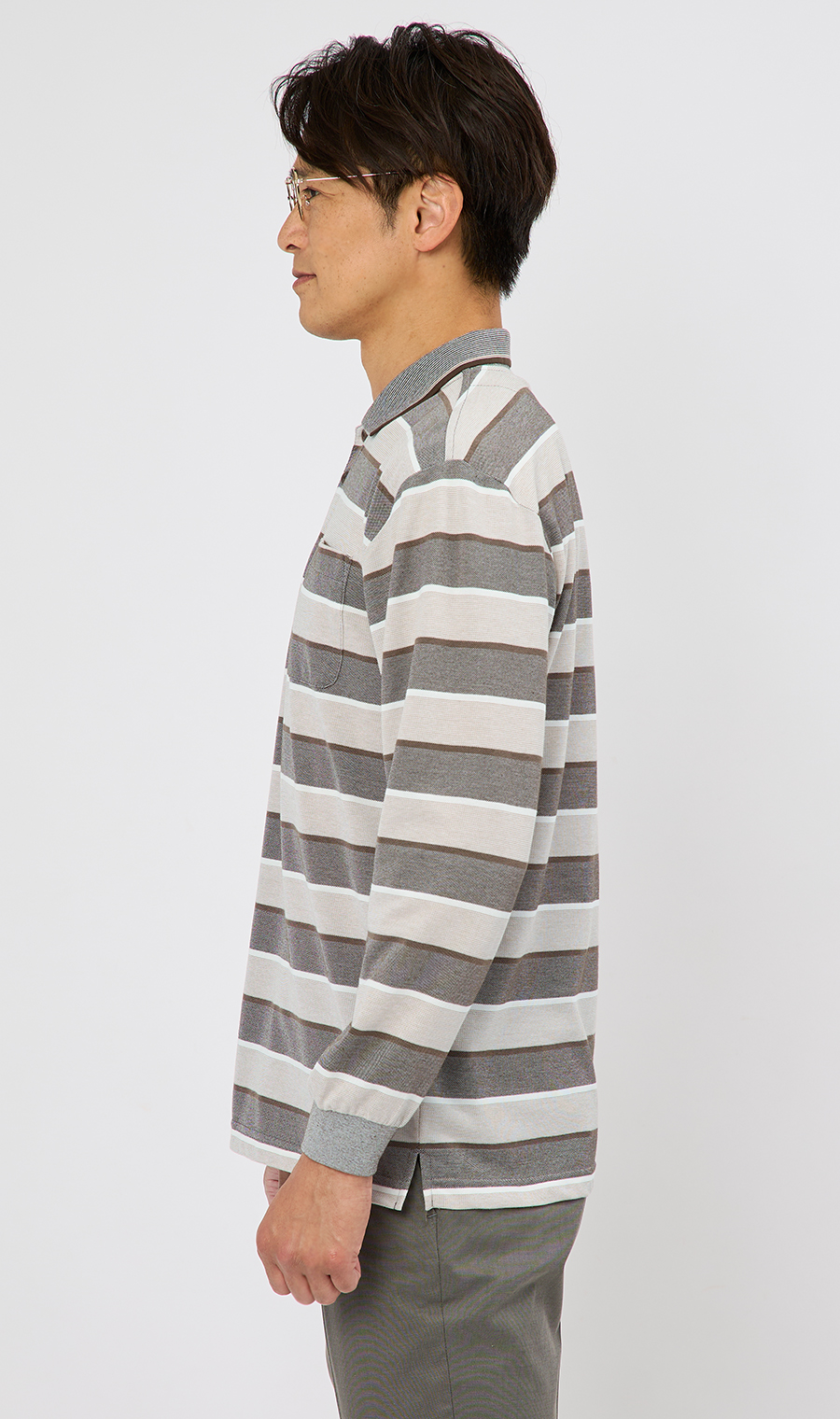 鹿の子ボーダーポロシャツ【REGAL】 ブラウン M