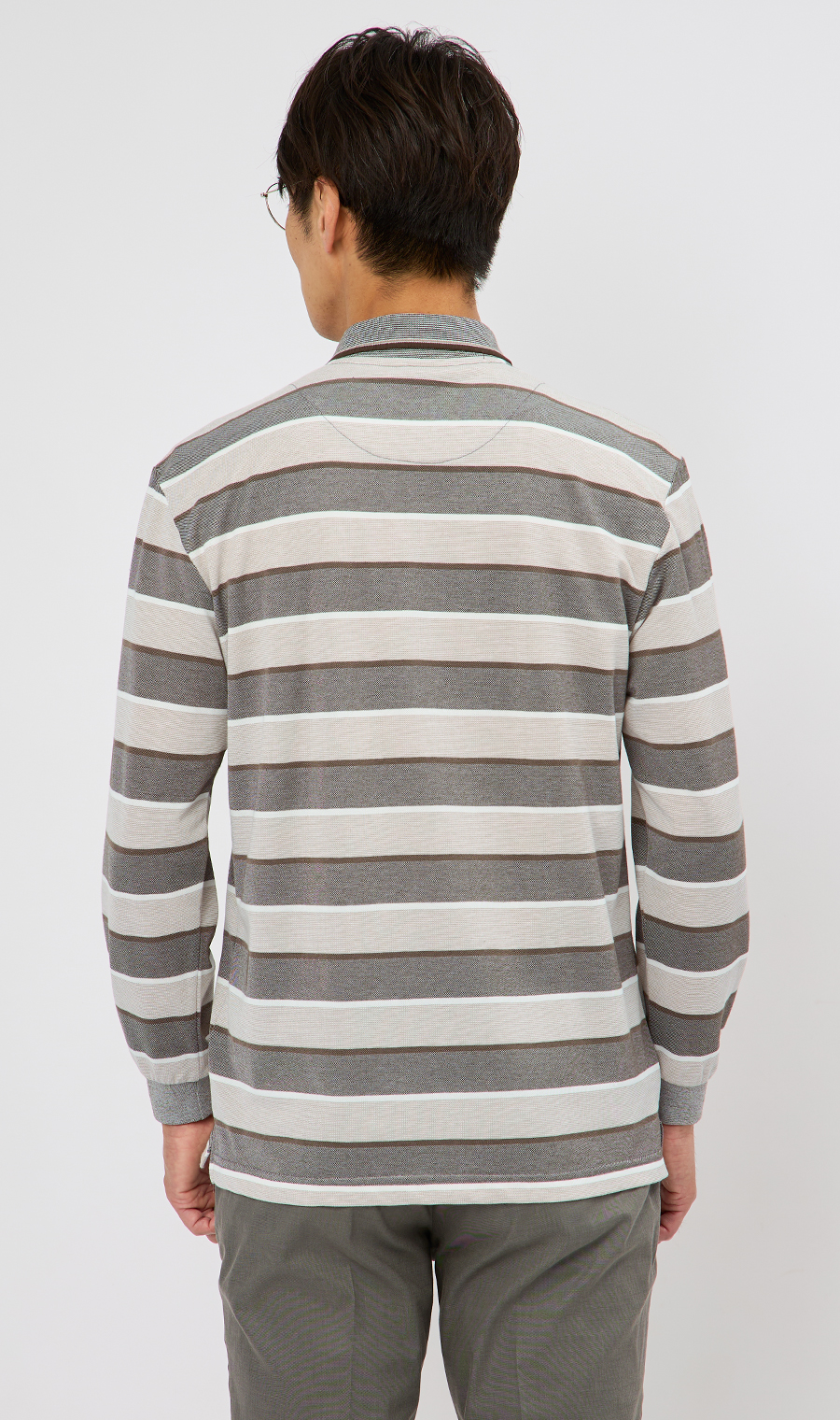 鹿の子ボーダーポロシャツ【REGAL】 ブラウン M