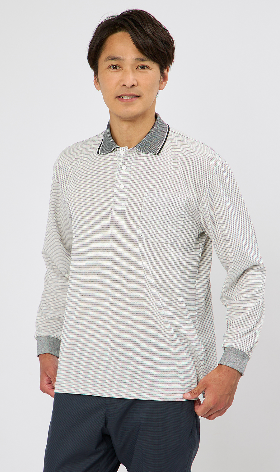 ミジンボーダーポロシャツ【REGAL】 グレー M