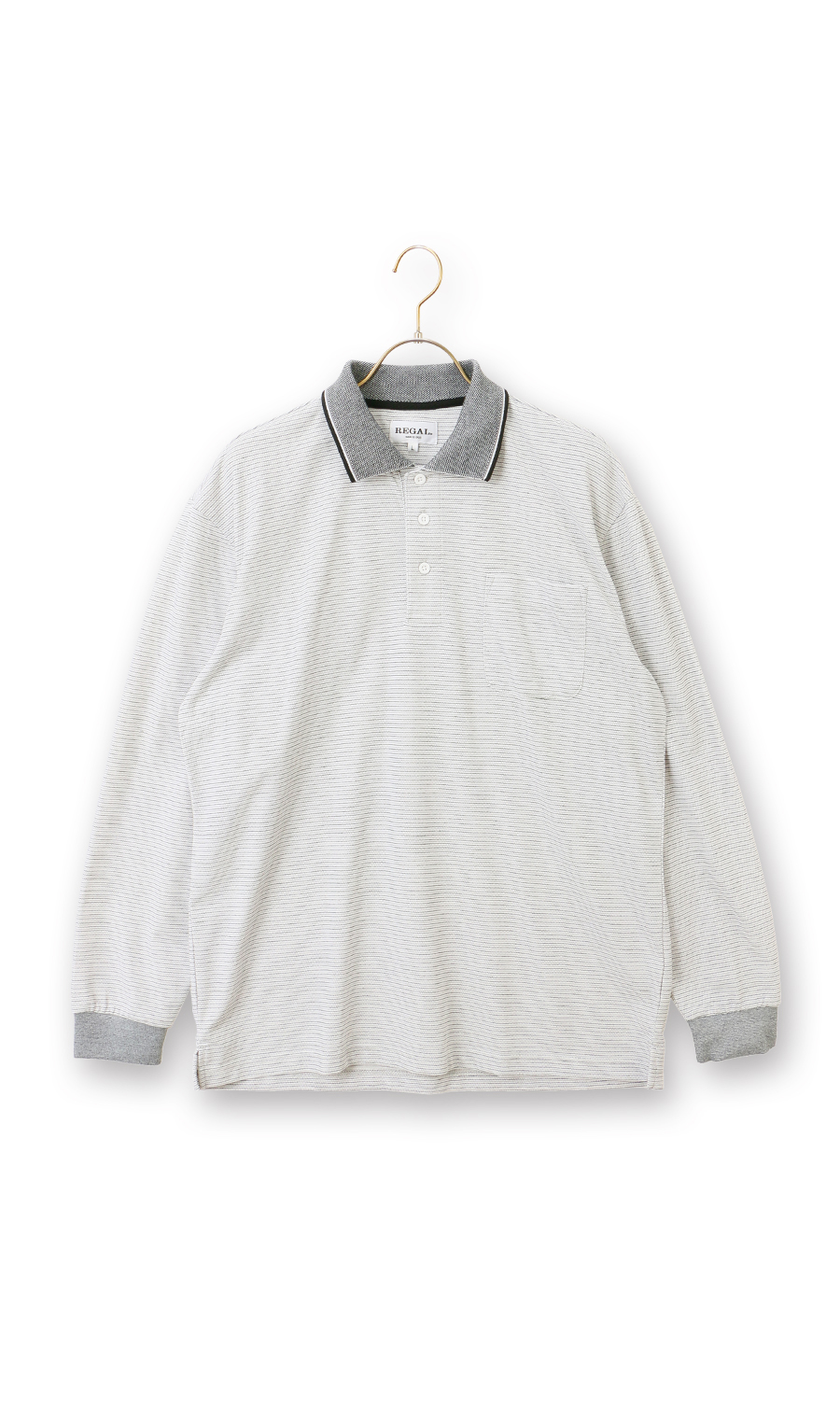 ミジンボーダーポロシャツ【REGAL】 グレー M