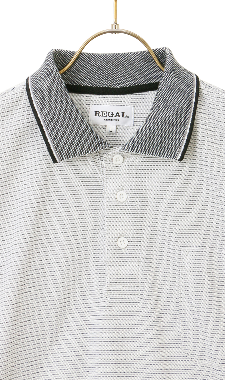 ミジンボーダーポロシャツ【REGAL】 グレー M