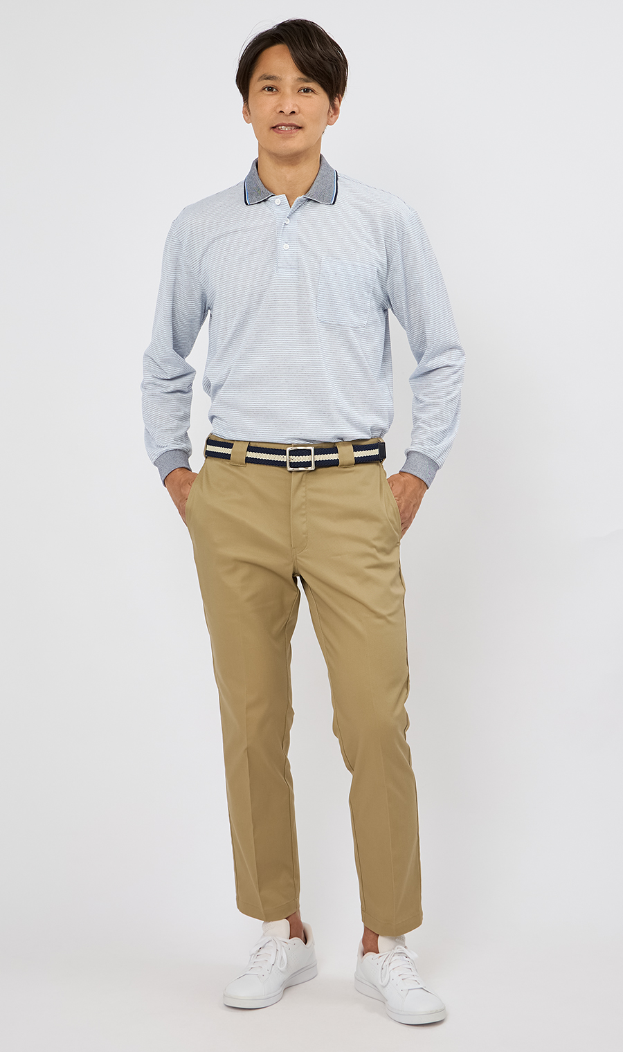 ミジンボーダーポロシャツ【REGAL】 ブルー M