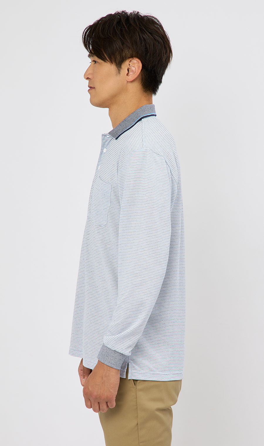 ミジンボーダーポロシャツ【REGAL】 ブルー M