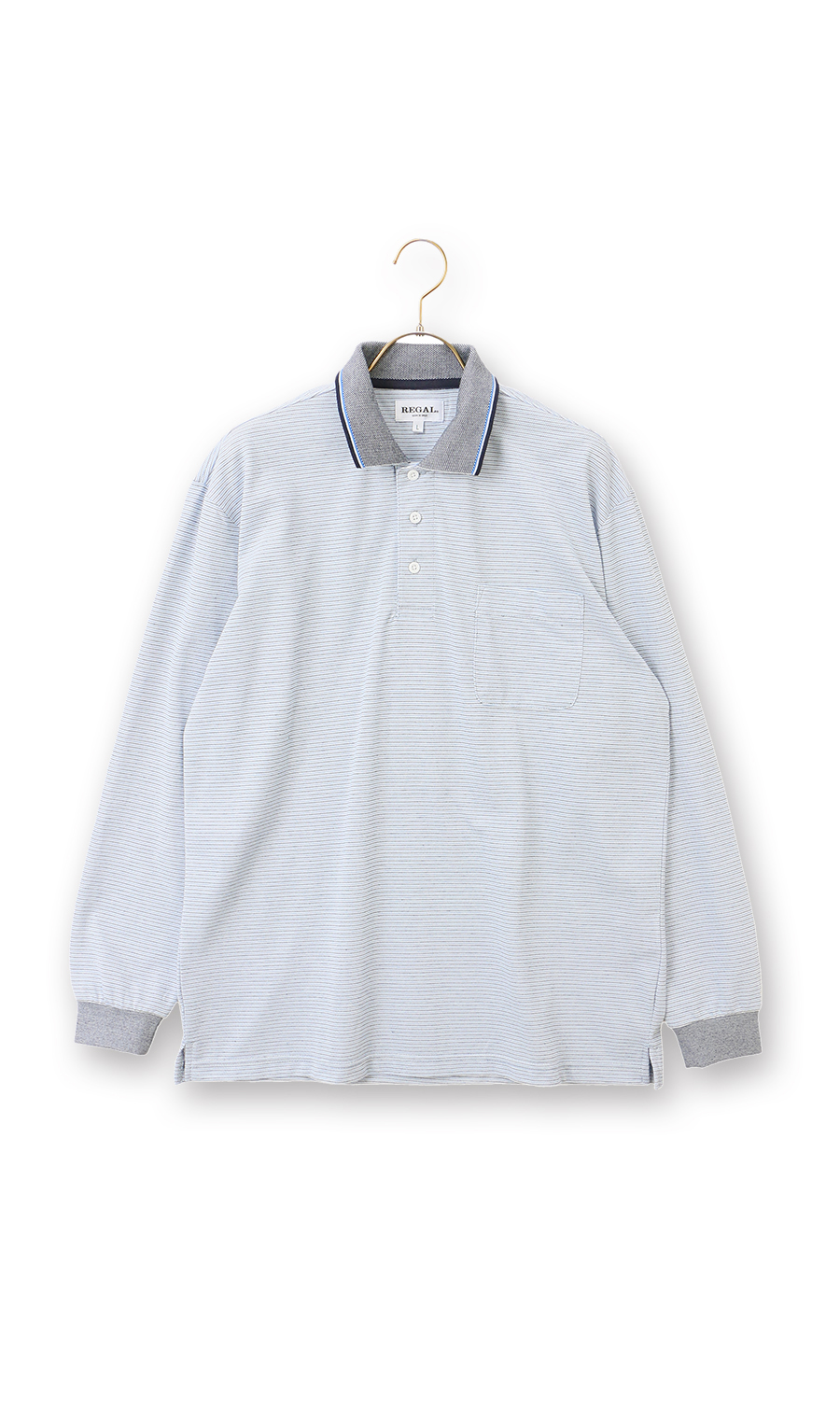 ミジンボーダーポロシャツ【REGAL】 ブルー M