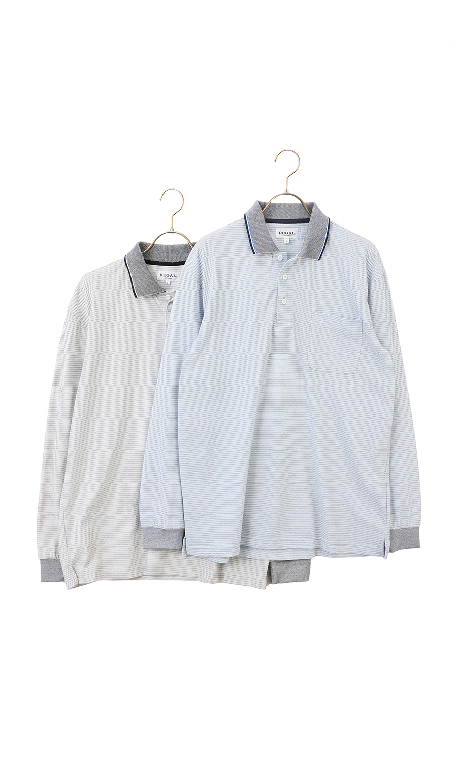 ミジンボーダーポロシャツ【REGAL】 ブルー M