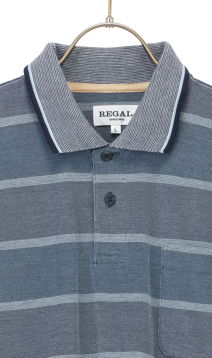 鹿の子ボーダーポロシャツ【REGAL】 ネイビー M