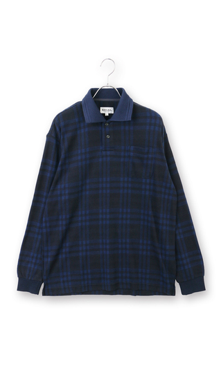 ウールライクチェックポロシャツ【長袖】