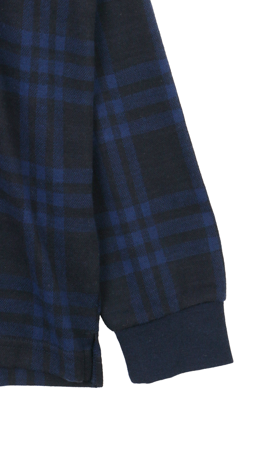 ウールライクチェックポロシャツ【長袖】 ブルー M