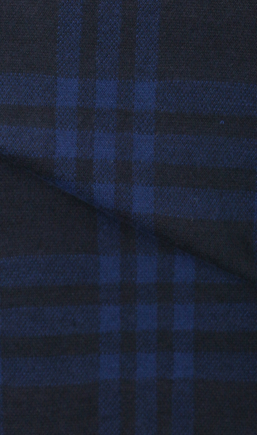 ウールライクチェックポロシャツ【長袖】 ブルー M