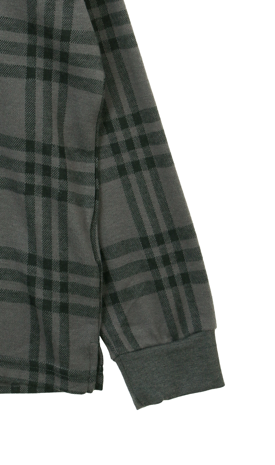 ウールライクチェックポロシャツ【長袖】 グレー M