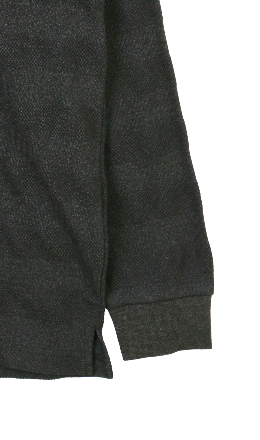 編地切替ポロシャツ【長袖】 チャコール 3L