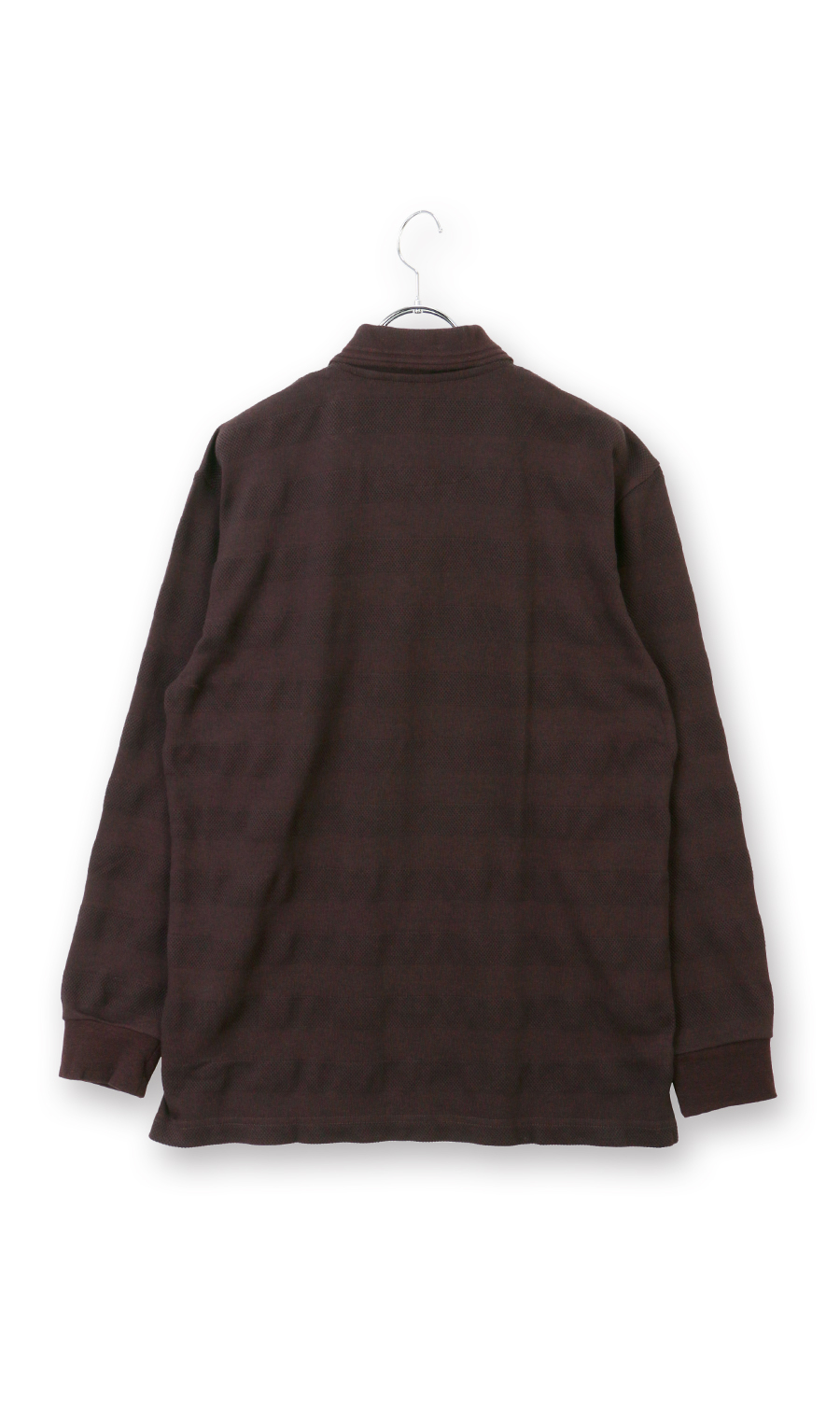 編地切替ポロシャツ【長袖】 ワイン 3L