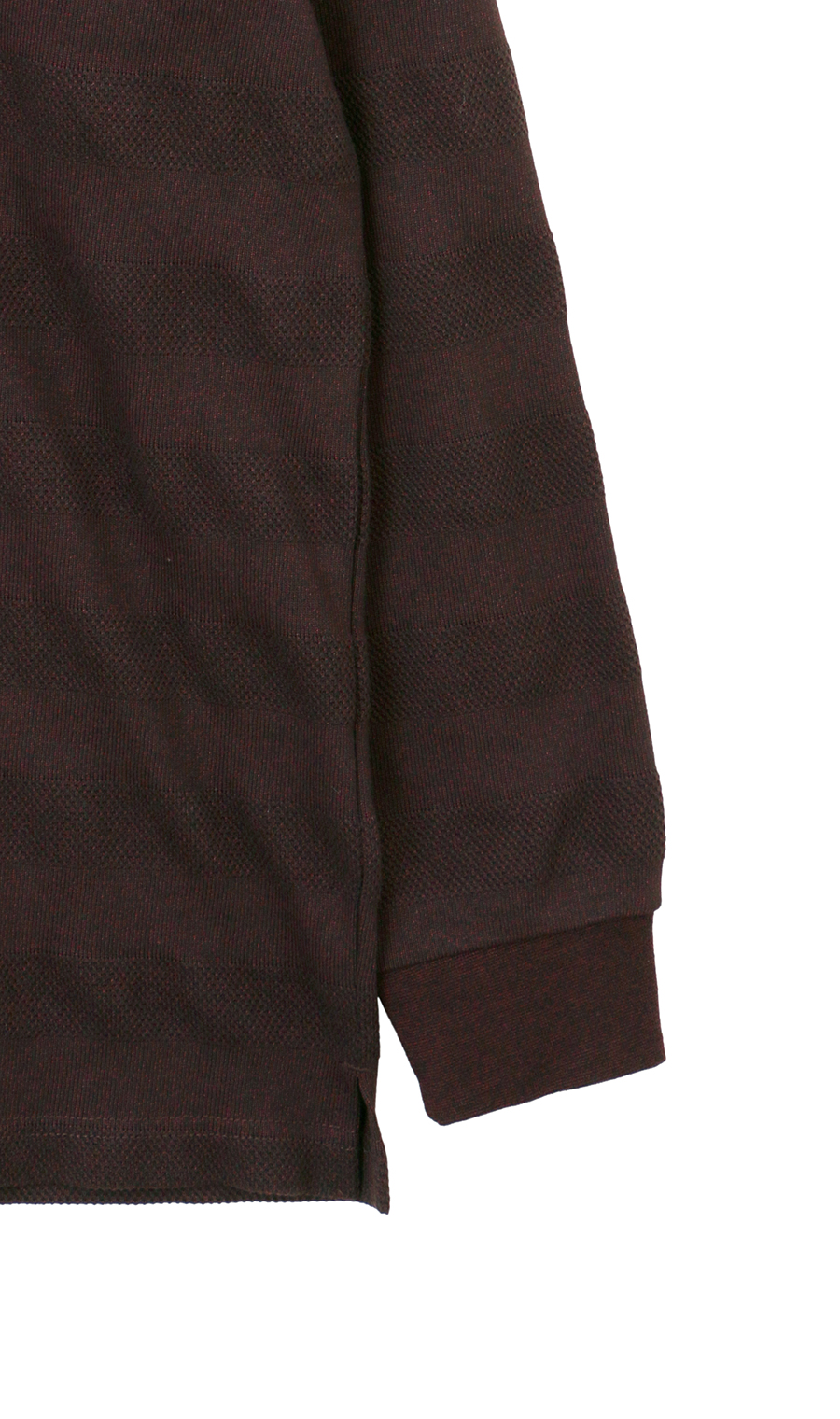 編地切替ポロシャツ【長袖】 ワイン 3L