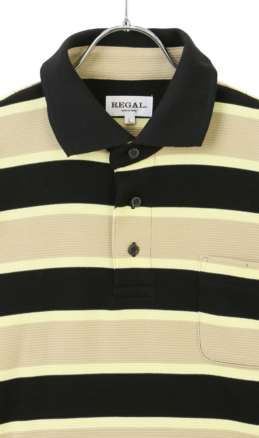 ガーターボーダーポロシャツ【長袖】 (654118-01) | REGAL(黒