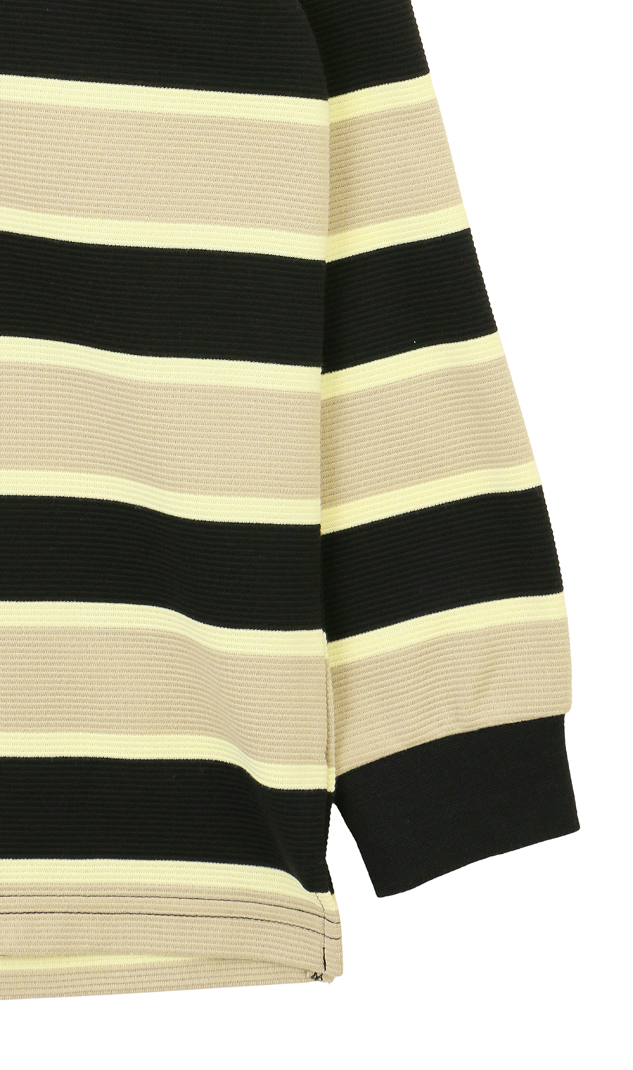 ガーターボーダーポロシャツ【長袖】 ブラック M