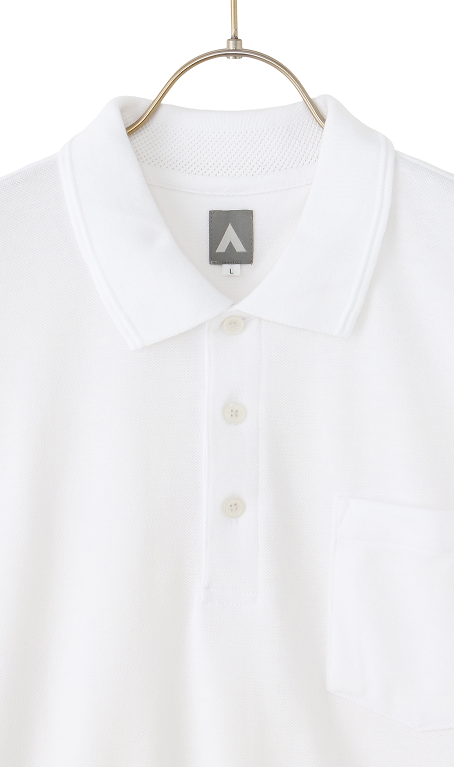 リブ襟鹿の子ポロシャツ ホワイト M