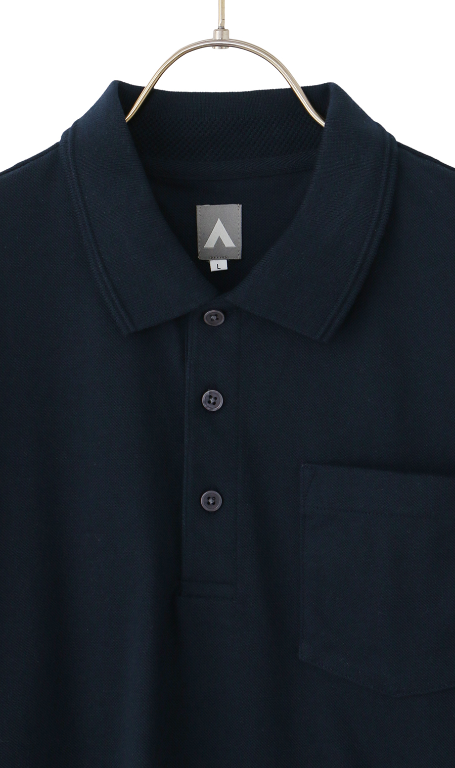 リブ襟鹿の子ポロシャツ ネイビー M