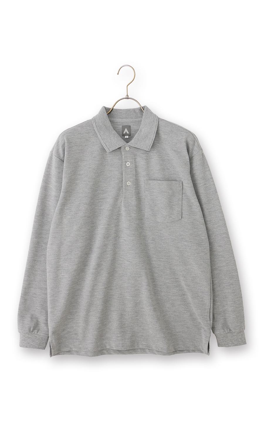 リブ襟鹿の子ポロシャツ グレー M