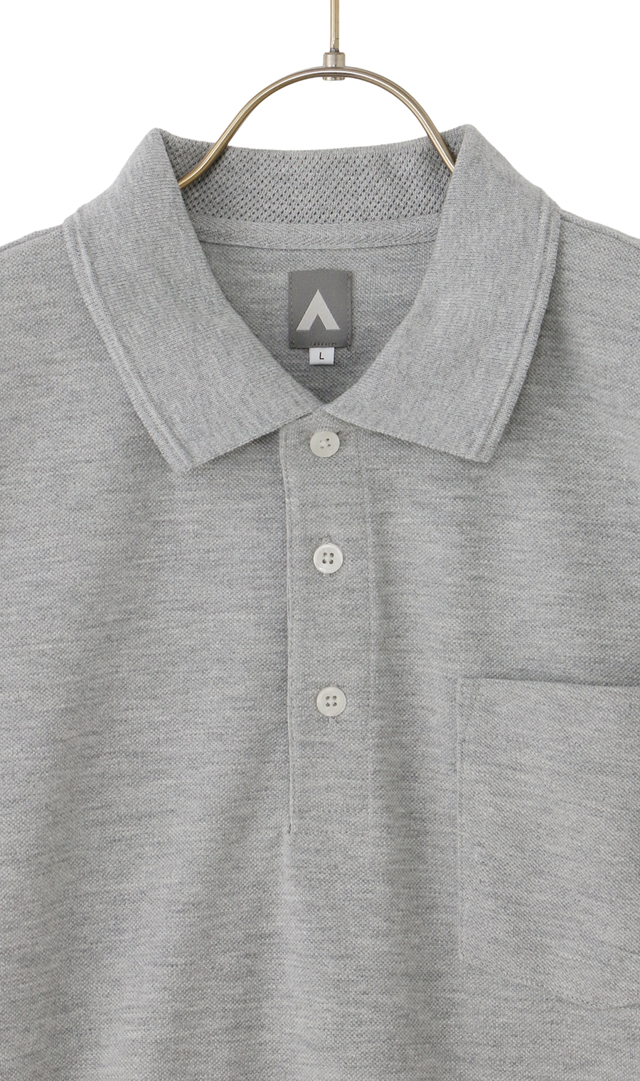 リブ襟鹿の子ポロシャツ グレー M