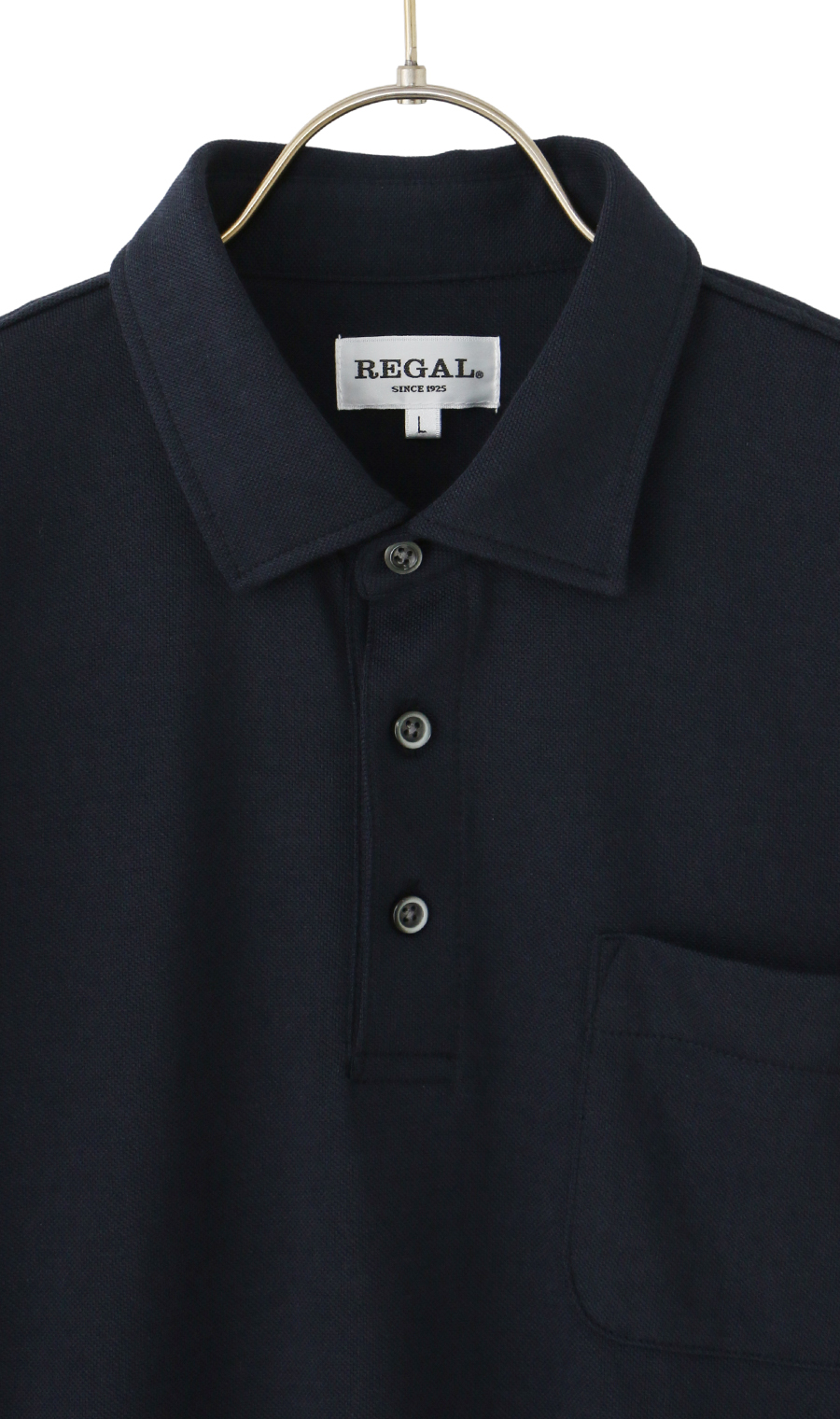 台襟付き鹿の子ポロシャツ【REGAL】 ネイビー M