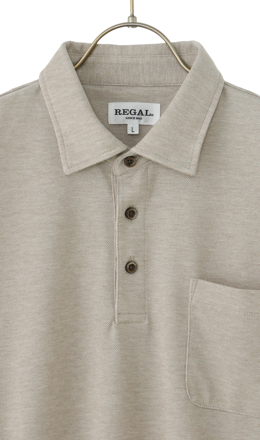 台襟付き鹿の子ポロシャツ【REGAL】 ベージュ M