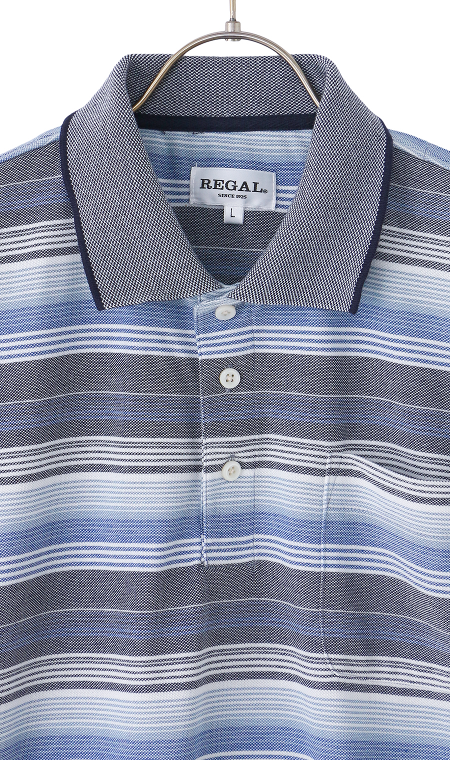 マルチボーダーポロシャツ【REGAL】 ネイビー M