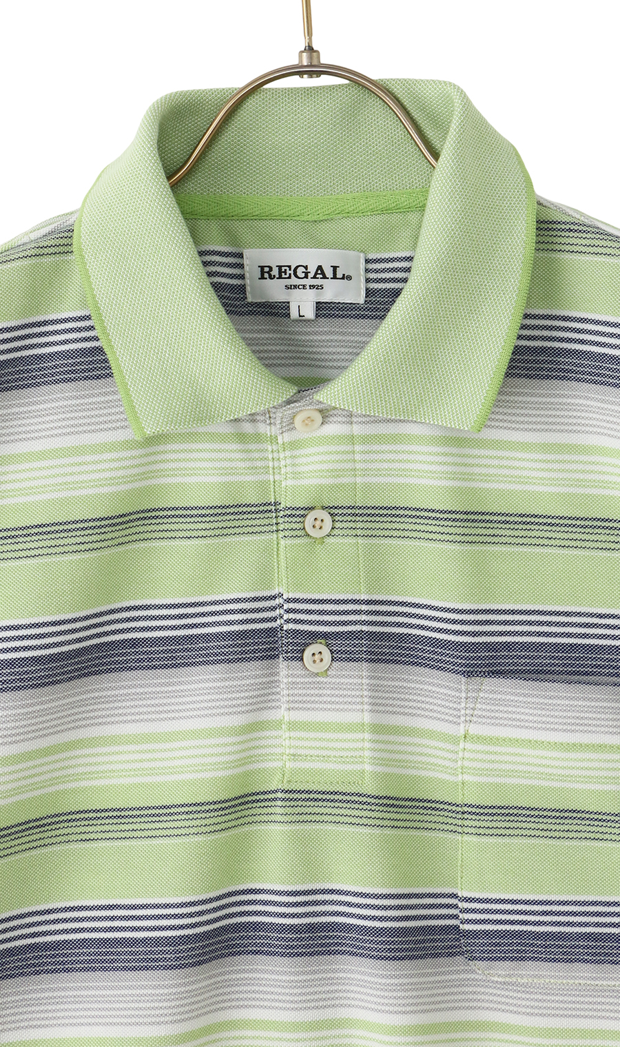 マルチボーダーポロシャツ【REGAL】 グリーン M