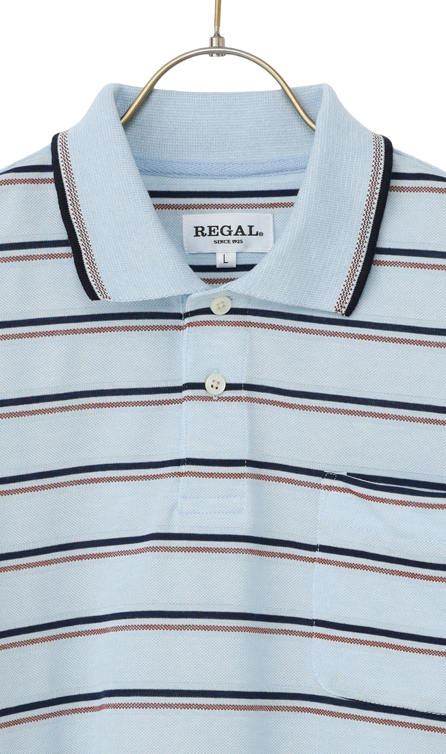 リブ襟鹿の子ボーダーポロシャツ【REGAL】 (662044-21) | REGAL(黒