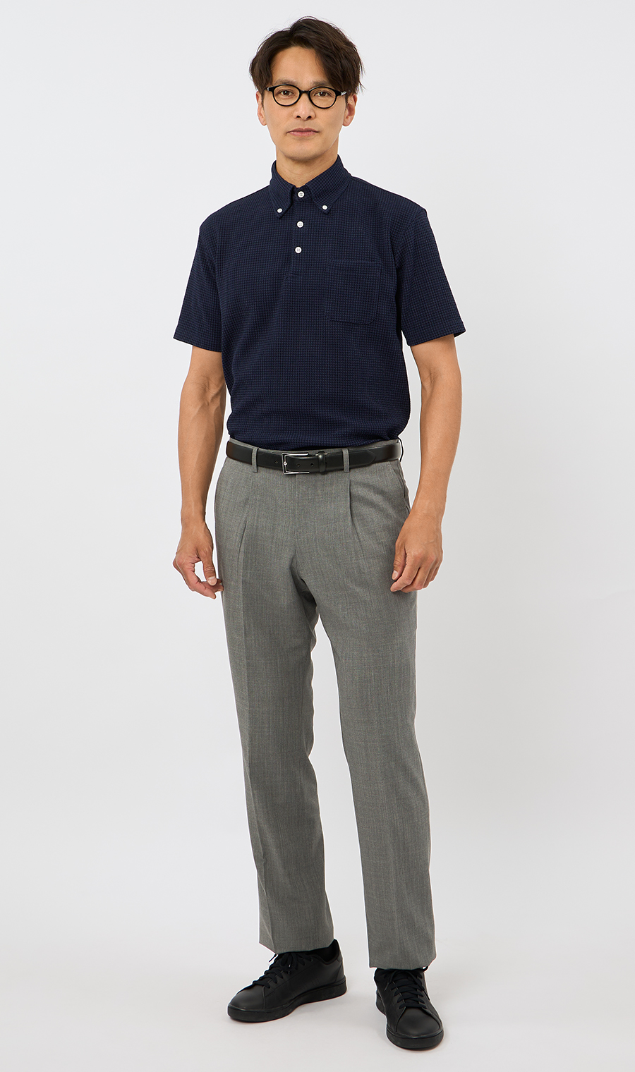 冷たいポロシャツ【ボタンダウン】【＃すごポロ】 ネイビー S