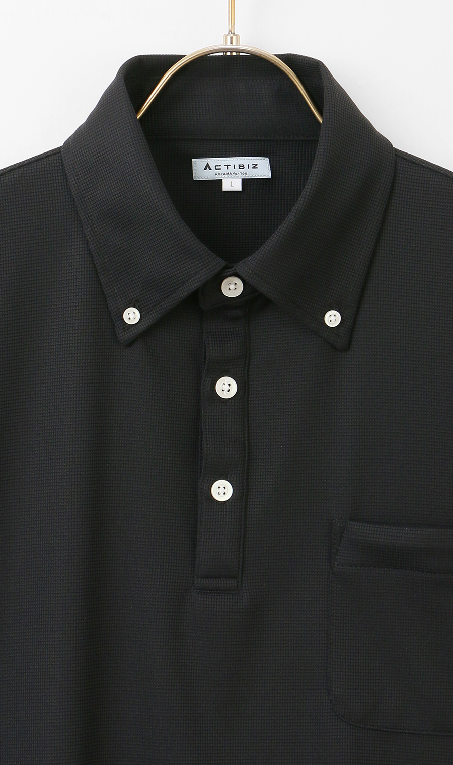 冷たいポロシャツ【ボタンダウン】【＃すごポロ】 ブラック S