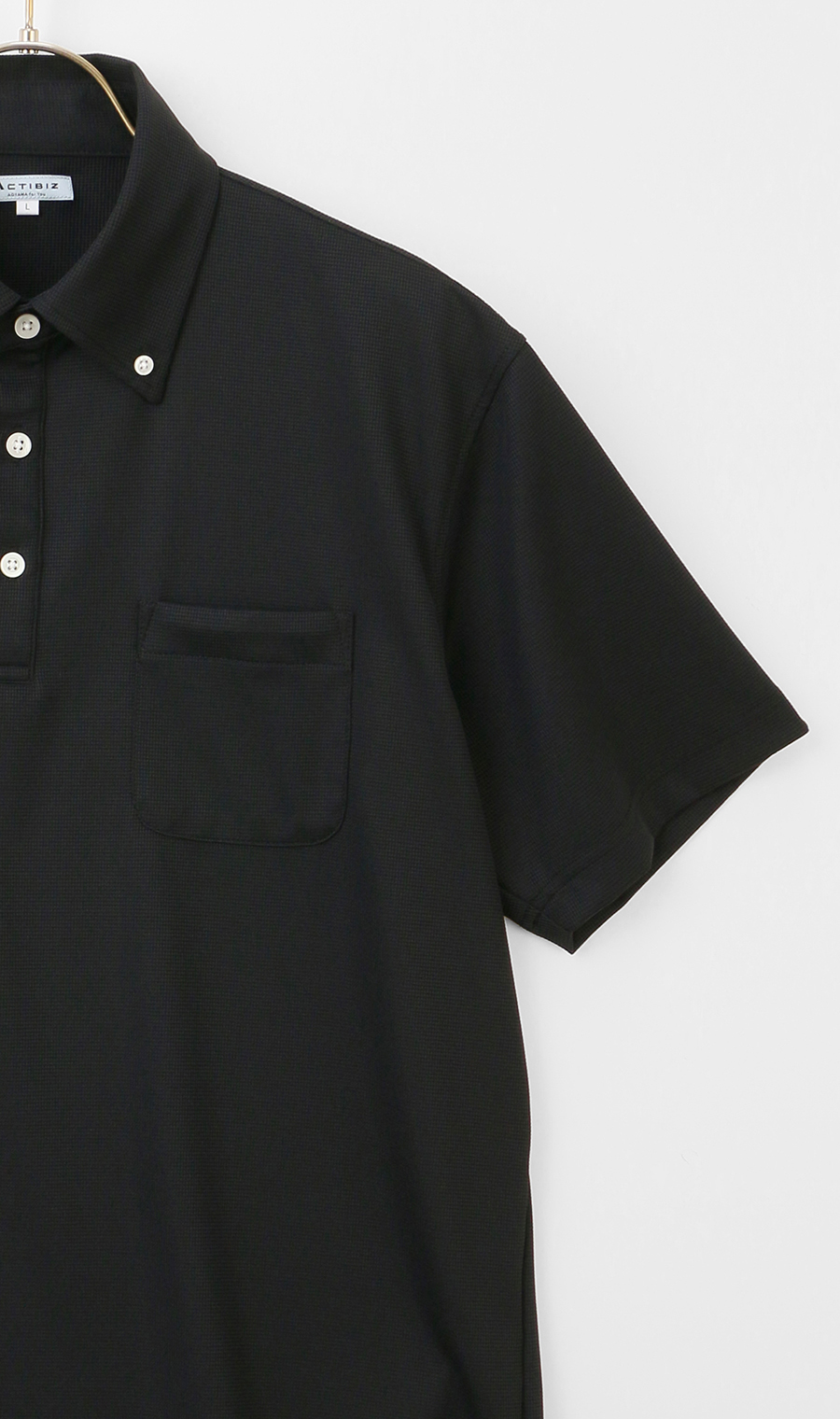 冷たいポロシャツ【ボタンダウン】【＃すごポロ】 ブラック S