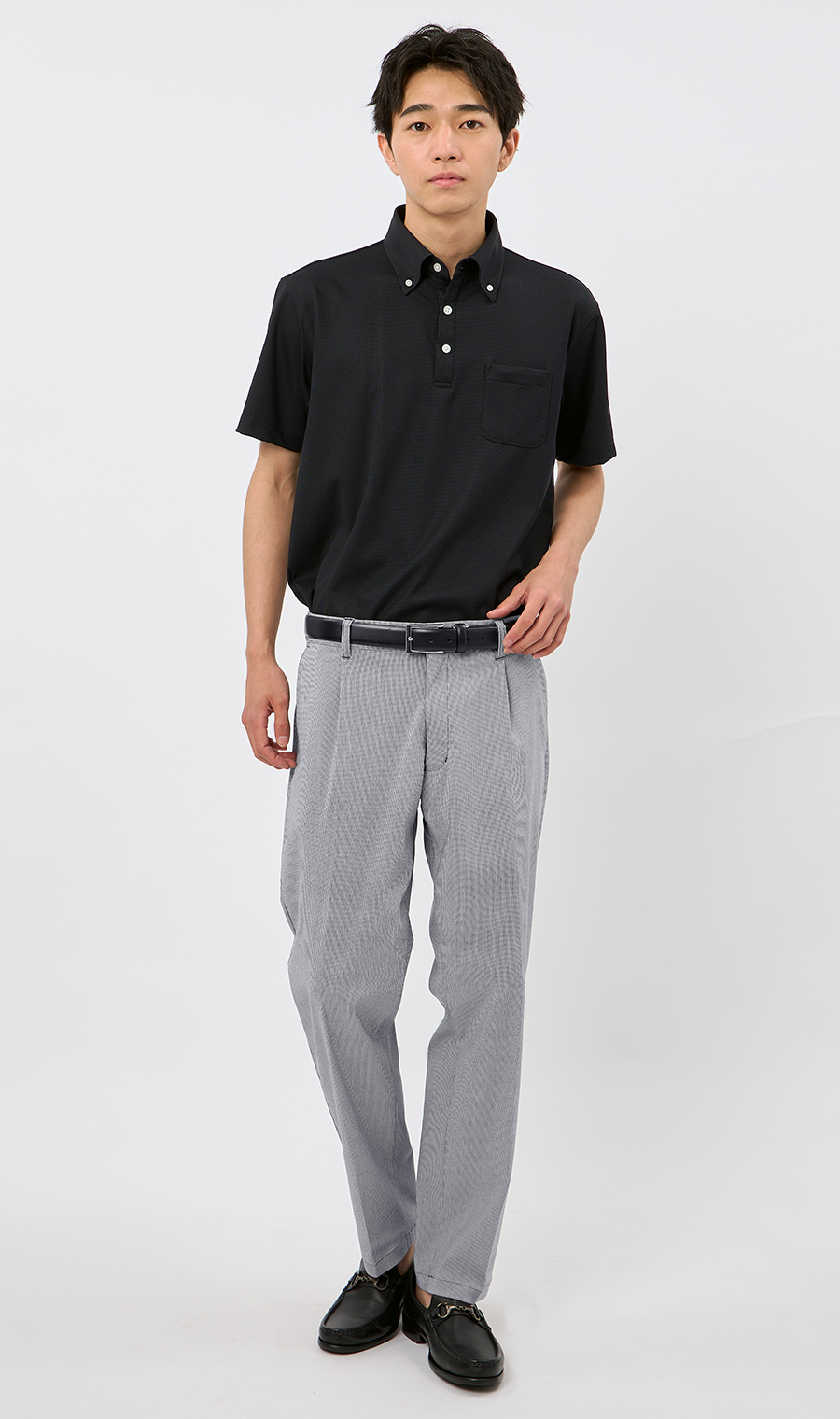 冷たいポロシャツ【ボタンダウン】【＃すごポロ】 ブラック S