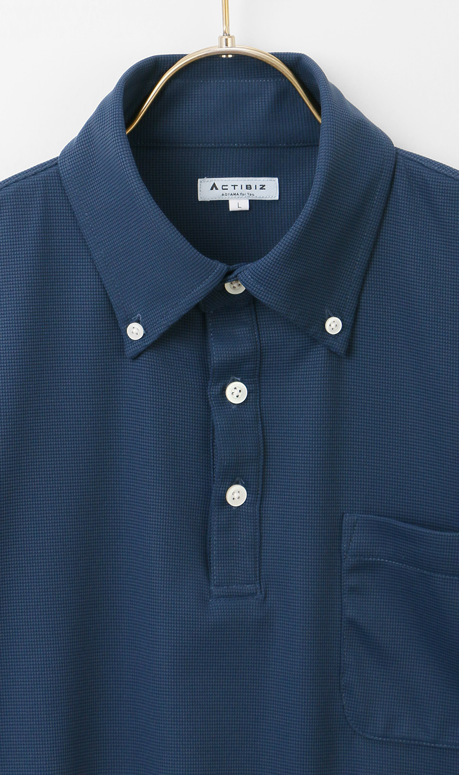 冷たいポロシャツ【ボタンダウン】【＃すごポロ】 ネイビー S