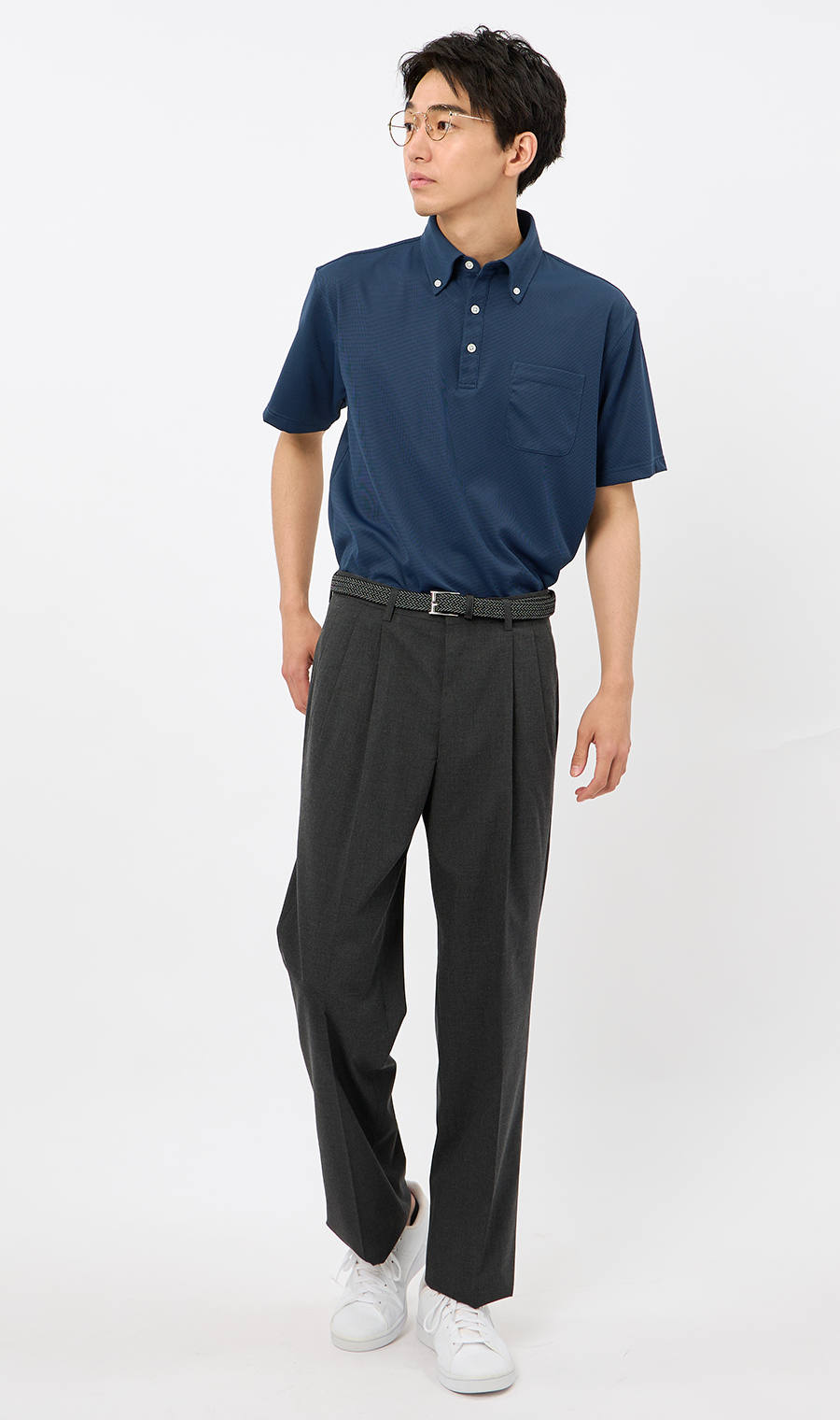 冷たいポロシャツ【ボタンダウン】【＃すごポロ】 ネイビー S