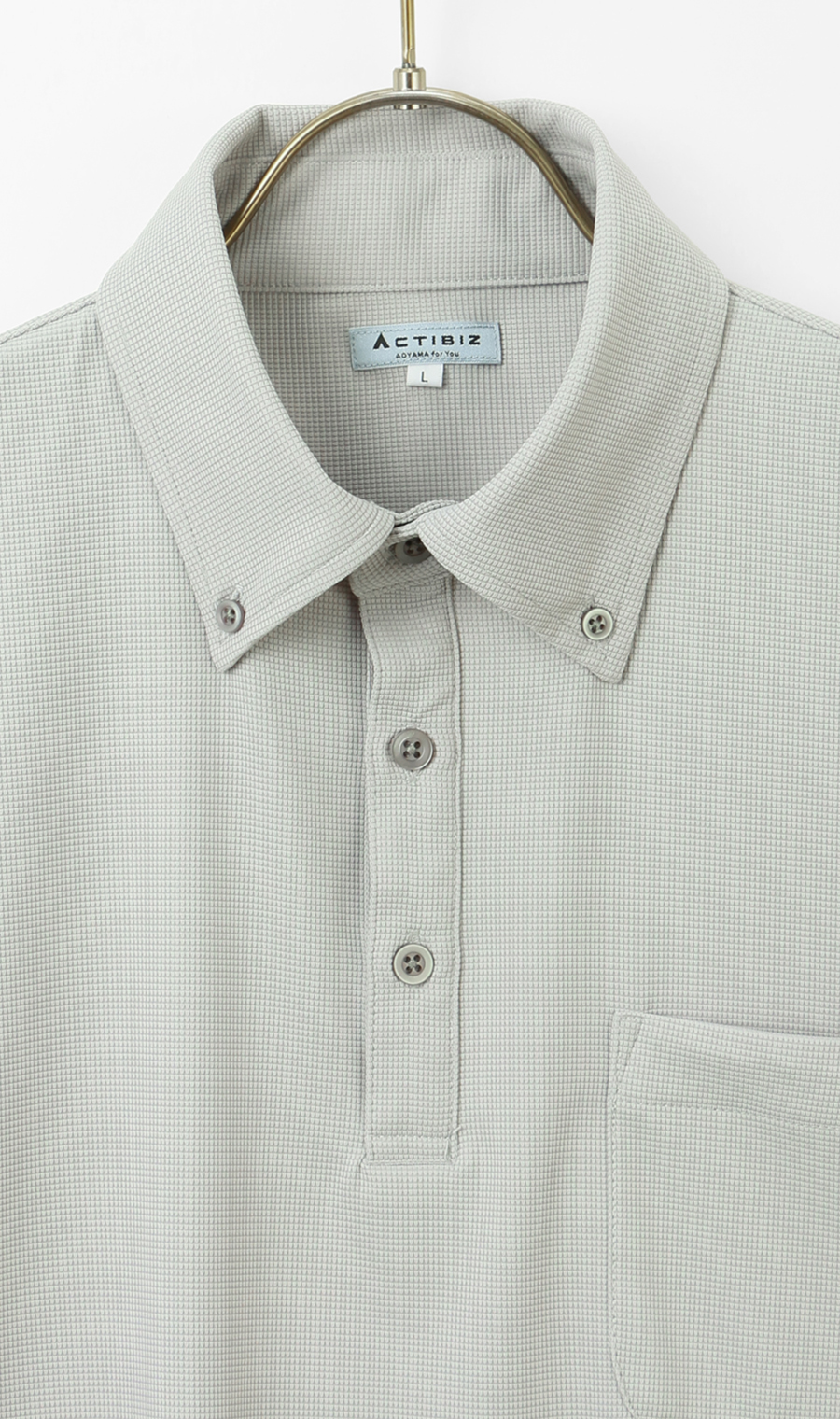 冷たいポロシャツ【ボタンダウン】【＃すごポロ】 ライトグレー S
