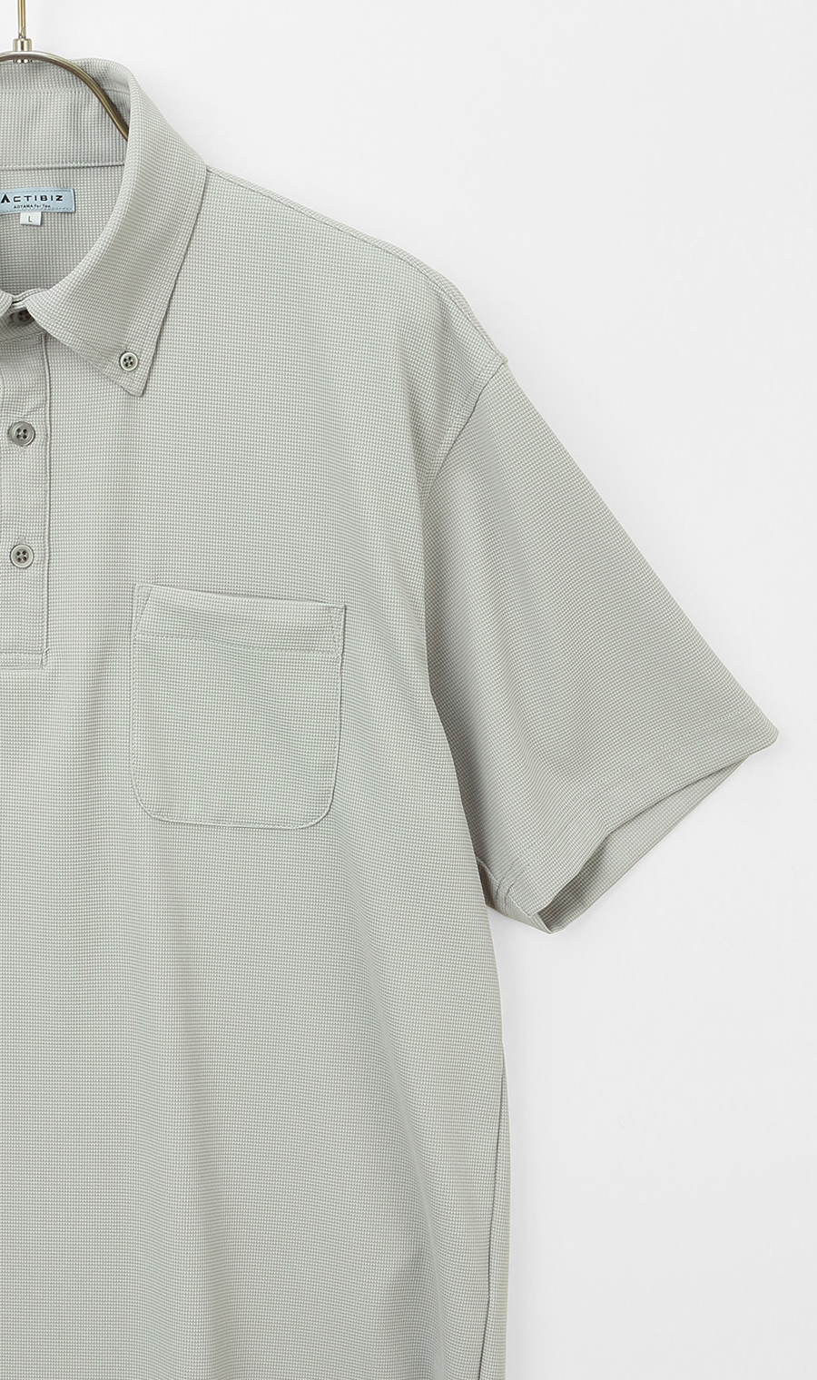 冷たいポロシャツ【ボタンダウン】【＃すごポロ】 ライトグレー S