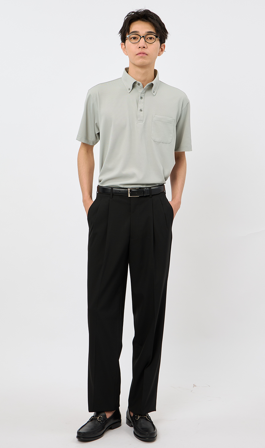 冷たいポロシャツ【ボタンダウン】【＃すごポロ】 ライトグレー S